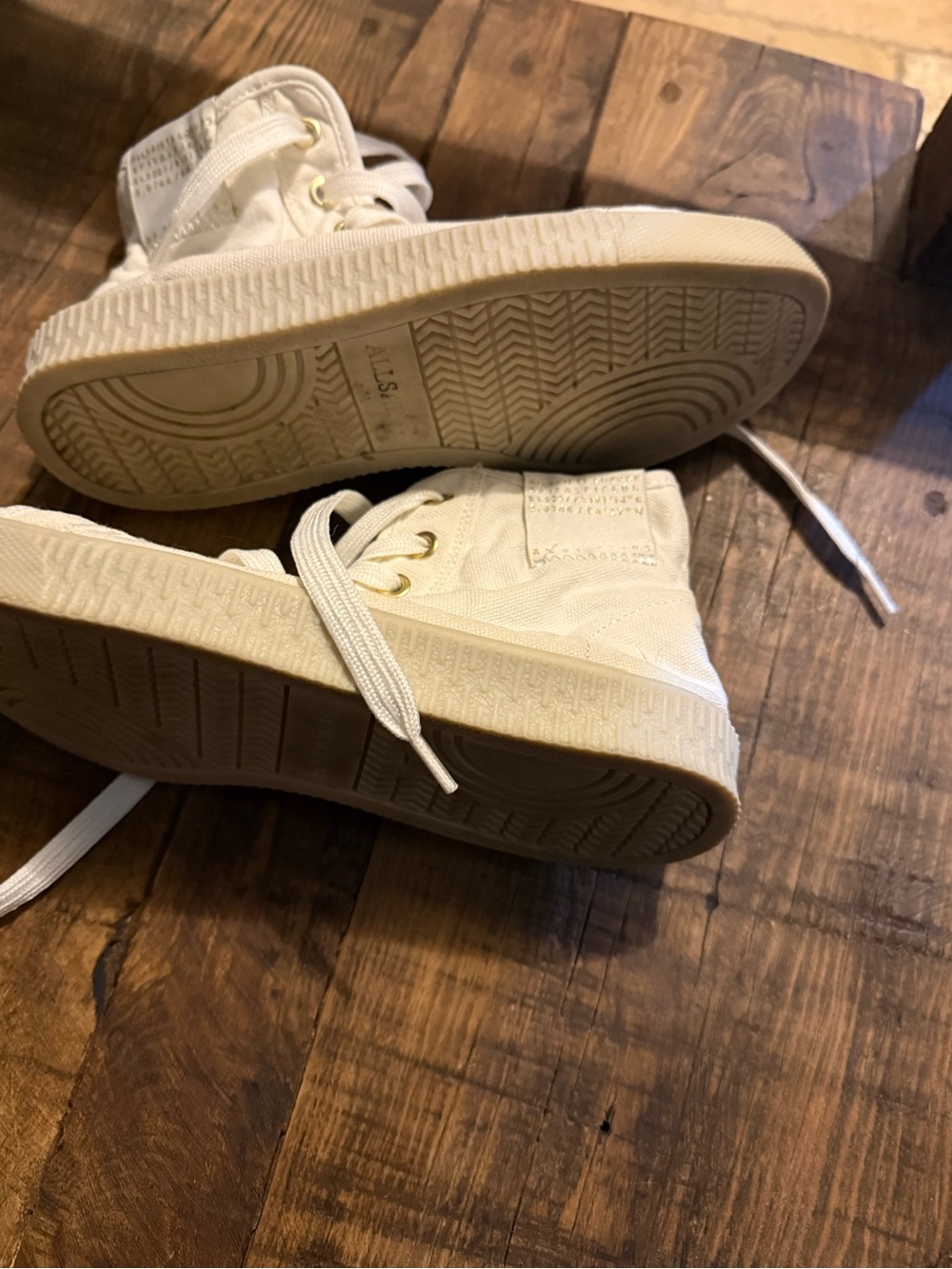 AllSaints Women's Off-White Canvas High-Top Sneaker - Picture 5 of 8